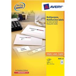 Avery Multifunction Copier Labels 65 per Sheet 38.1x21.2mm White Ref 3666 - 6500 Labels