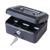 Cash Box with Simple Latch and 2 Keys plus Removable Coin Tray 152mm Black