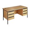 Image of Metro Rectangular Desk with 2 x 3-Drawer Pedestals 1786x746x725 Oak