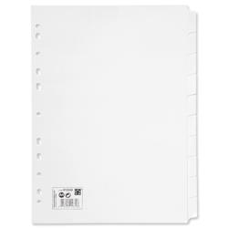 5 Star Office Subject Dividers Multipunched Manilla Card 10-Part A4 White