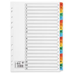 5 Star Office Index 150gsm Card with Coloured Mylar Tabs A-Z A4 White