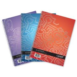 Oxford npad Modern Notebook Twin Wirebound 80gsm Ruled Margin 4 Holes 200pp A4+ Ref 100080105 - Pack 3