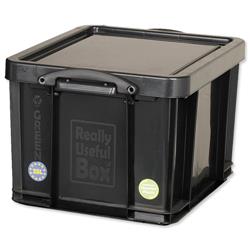 Really Useful Storage Box Plastic Recycled Robust Stackable 35 Litre W390xD480xH310mm Black Ref 35L