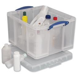 42 Litre Really Useful Acrylic Storage Box Lightweight Robust Stackable Clear Ref 42C