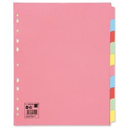 5 Star Office Subject Dividers Multipunched Manilla Board 10-Part Extra Wide A4 Assorted