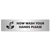 Image of Wash Hands Sign Brushed Aluminium Acrylic 190x45mm