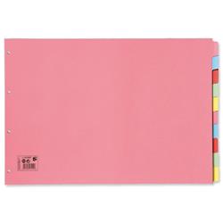 5 Star Office Subject Dividers Multipunched Manilla Board 10-Part Oblong A3 Assorted