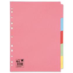 5 Star Office Subject Dividers Multipunched Manilla Board 5-Part A4 Assorted