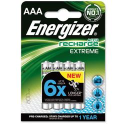 Energizer NiMH AAA Rechargeable Battery 800mAh LR03 1.2V Ref 627948 - Pack 4