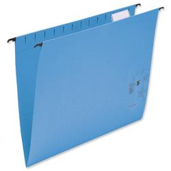 5 Star Suspension Files Manilla Wrapover Bar Tabs and Inserts Foolscap Blue Ref 100331409 - Pack 50