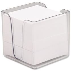 5 Star Office Noteholder Cube Transparent with Approx. 750 Sheets of Paper 90x90mm White
