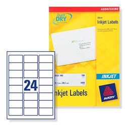 Avery J8159 Inkjet Address Labels 64x30mm 600 Labels White Ref J8159-25 - 25 Sheets