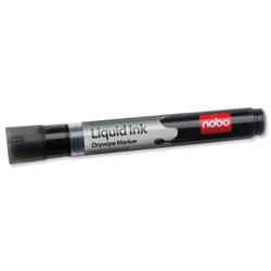 Nobo Liquid Ink Drymarker Drywipe Flipchart OHP Bullet Tip Line Width 3mm Black Ref 1901073 - Pack 12