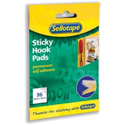 Sellotape Sticky Hook Pads 96 Pads 20x20mm Yellow Ref 504050