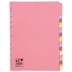 5 Star Office Subject Dividers Multipunched Manilla Board 20-Part A4 Assorted