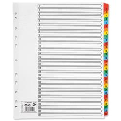 5 Star Office Maxi Index Extra-wide 150gsm Card with Coloured Mylar Tabs 1-31 A4 White