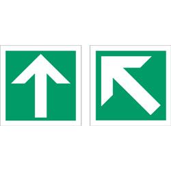 Stewart Superior Fire Exit Sign Arrow Diagonal and Straight 150x150mm Self-adhesive Vinyl Ref NS009