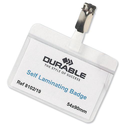 Buy Durable Self Laminating Name Badges 54x90mm Ref 8102 Pack 25