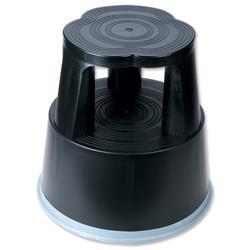 5 Star Facilities Step Stool Mobile Plastic Lightweight Strong Top W290xH430xBaseW400mm Black