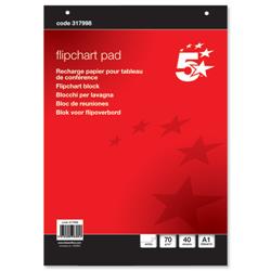 5 Star Office Flipchart Pad Perforated 40 Sheets A1 Plain