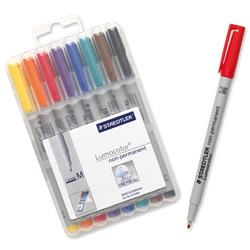 Staedtler 315 Lumocolor Assorted Colour Medium Non-Permanent Universal Pens Ref 315 WP8 - Pack 8