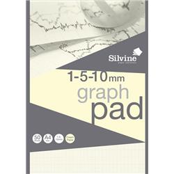 Silvine Designer Graph Pad 85gsm 1mm 5mm 10mm Grid 50 Sheets A4 Cream Wove Ref A4GPIVY + Free Competition