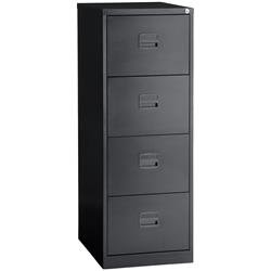 Trexus by Bisley 4 Drawer Foolscap Lockable Steel Filing Cabinet Black Ref CC4H1A av1