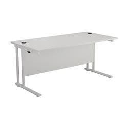 Start 1400 Rectangular Cantilever Workstation - White Top and White Legs Ref OST1480RECCLWHLW