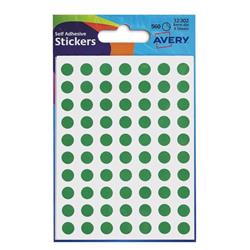 Avery Green Labels In Packets 8mm Diameter 520 Labels Ref 32-302 - Pack 10