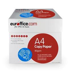 Euroffice A4 Paper Ream-Wrapped 80gsm White Box 5 x 500 Sheets