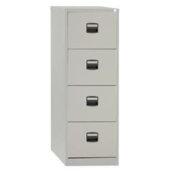 Trexus by Bisley Contract 4 Drawer Foolscap Lockable Steel Filing Cabinet Grey Ref 394976