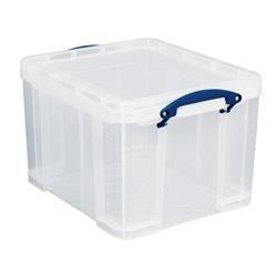 35 L Really Useful Storage Box Plastic Lightweight Robust Stackable 35 Litre W390xD480xH310mm Clear Ref 35C - Pack 3