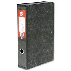5 Star Office Box File Lock Spring with Ring Pull and Catch 75mm Spine Foolscap Marbled