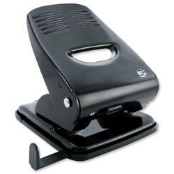 5 Star Office Punch 2-Hole Metal with Plastic Base Capacity 40x80gsm Black