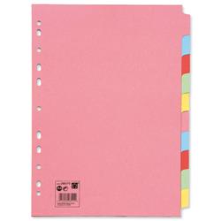 5 Star Office Subject Dividers Multipunched Manilla Card 10-Part A4 Assorted