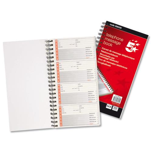5 star office telephone message book wirebound carbonless telephone message book
