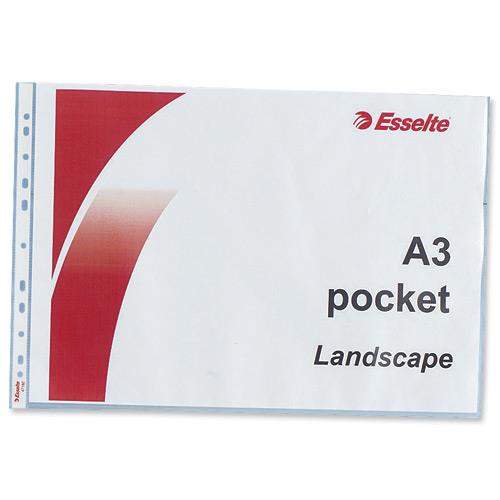 esselte pocket polypropylene multipunched top opening a3 landscape clear ref 55230 pack 50 esselte pocket polypropylene multipunched top opening a3 landscape clear ref 55230 pack 50