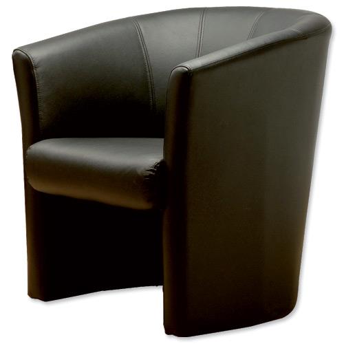 Trexus Plus Tub Chair Leather W720xD660xH760mm Black Club Chair 01