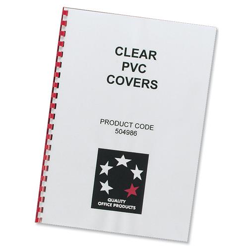 5 Star Office Comb Binding Covers PVC 150 micron A4 Clear [Pack 100