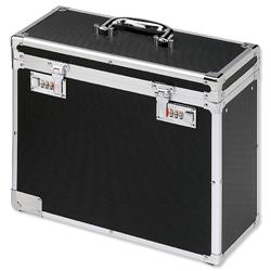 Personal Filing Case Robust Lockable A4 Black and Chrome