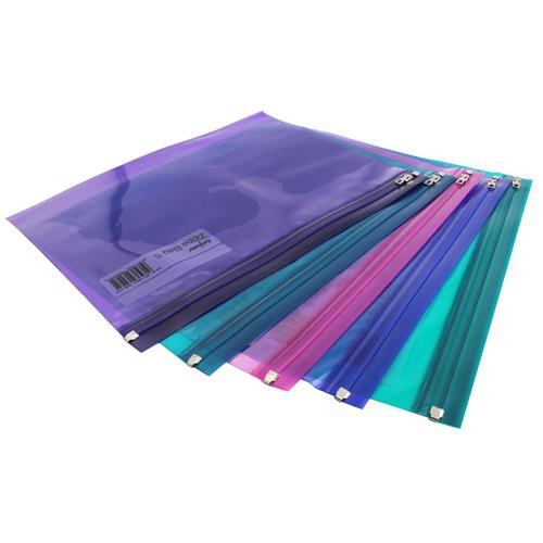 Snopake Zippa Bag – Bustine Trasparenti In Plastica, Formato A4, Confezione Da 25, Assortite - 3