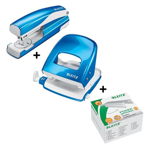 Leitz NeXXt WOW Hole Punch & Stapler Blue & 26/8 Staples [Pack 5000
