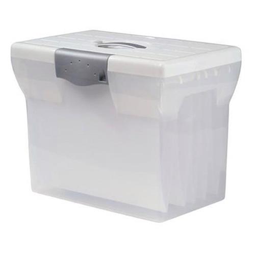File Box for Suspension Files Plastic A4 White Lid Clear 040276